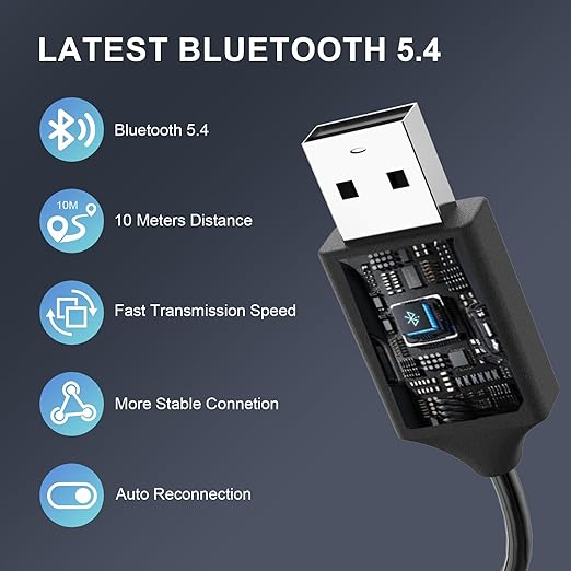 AUX Bluetooth 5.4 Receiver, Auxiliary Audio to Bluetooth 5.4 Adapter, 3.5mm Wireless Audio Receiver, Supports Hands-Free Calling Compatible Devices, Suitable for Home/Car Speakers/Stereo Sound Systems