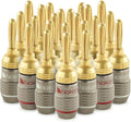 Nakamichi FanLock Excel Series 24k Gold Plated Banana Plugs 10 AWG - 18 AWG Gauge Size 4mm for Speakers Amplifier Hi-Fi Stereo Home Theatre Radio Audio Wire Cable Quick Connector, 24 Pcs (12-Pairs)