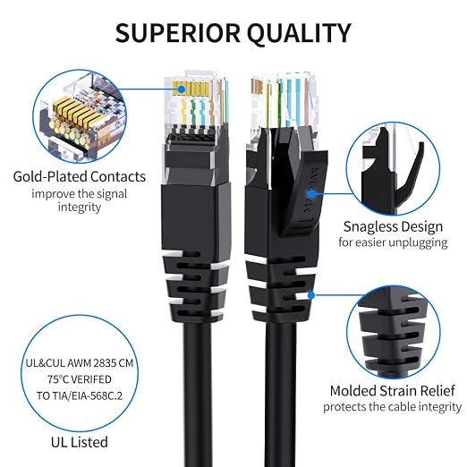 Cat 6 Ethernet Cable 10 ft Network RJ45 Unshielded Cat6 Patch Cable Internet - Image 3