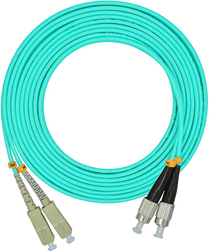 Jeirdus 1Meter 3ft SC to FC Duplex 50/125 10G OM3 Multi-Mode Fiber Optic Cable Jumper Optical Patch Cord SC-FC