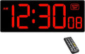 Soobest Digital Wall Clock with Seconds for Gym, Remote Countdown Timer Large LED Display 5 Dimmer (10.2" Red)