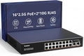 YuanLey 18 Port 2.5G PoE Switch Unmanaged, 16 x 2.5GbE PoE Ports, 2 x 10G RJ45 by YuanLey