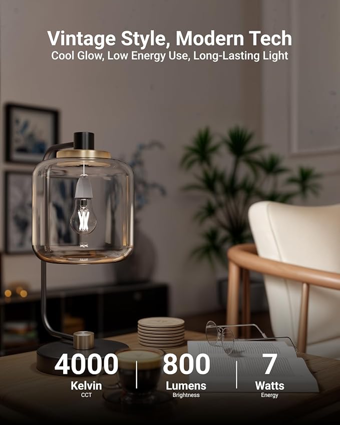 Sunco 20 Pack A15 Light Bulb LED, Edison Style Bulb, Dimmable Vintage Filament Lighting, 800 LM, 7W (60W Equivalent), 4000K Cool White, E26 Medium Base, Wet Rated UL