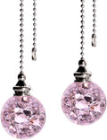 LONGSHENG - SINCE 2001 - 2PCS Pink Modern Crystal Ice Cracked Ball Pull Chain for Ceiling Fan Light Decoration, 50cm Extension Chain