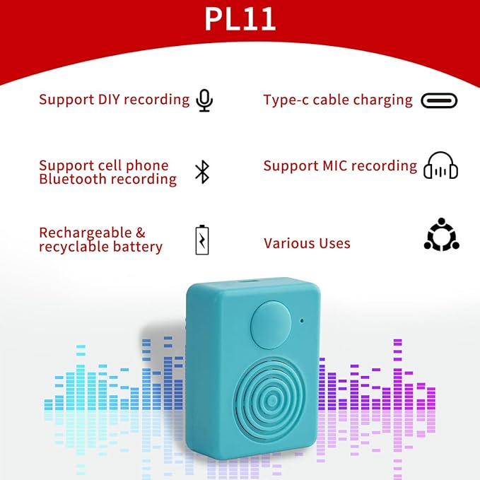 Sound Module with Speaker,16MB Voice Recorder Box, Support Bluetooth & MIC Recording Audio Box,16 Min Easy Sound Voice Box for Personalized Greetings, DIY Projects, Holiday Crafts ect-Blue.