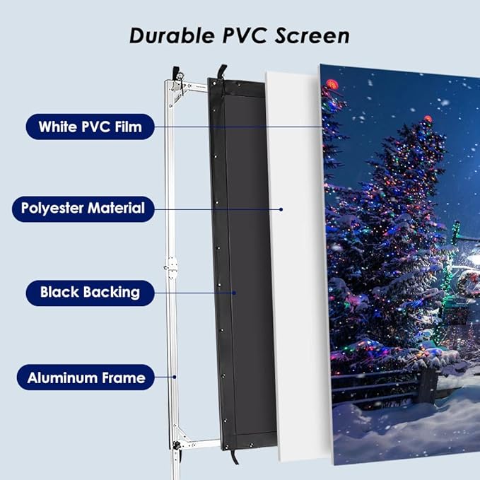 Instahibit 100" Outdoor Projector Screen and Stand Portable Movie Projection Fast Folding 16:9 4K HD Home Theater Camp Backyard Cinema with Carry Bag