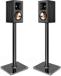 PEGZONE Speaker Stands Pair for Surround Sound,55 LBS Capacity,30.1 inch Floor Bookshlef Speaker Stands,Cable Management,Large Base,1 Pair,Black