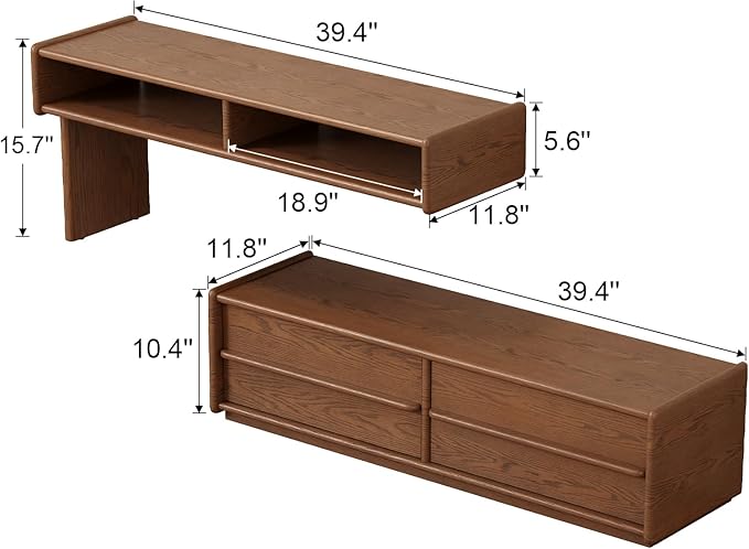 YQJJGL Solid Wood TV Stand for TVs up to 65 Inch， Walnut TV Stand with Storage and Shelf for Living Room, Bedroom, Office