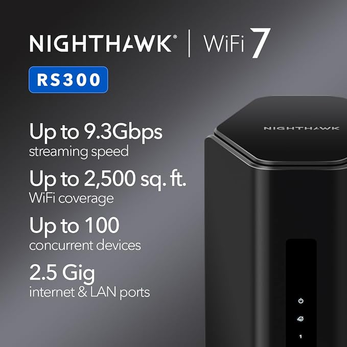 NETGEAR RS300-100NAR Nighthawk RS300 Tri-Band WiFi 7 Router, Wireless Speed Up - Image 2