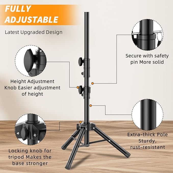 Small Speaker Stands 2 Pack, 24-50 Inch Height Adjustable Speaker Tripod Stand Pair, Lightweight 35mm Compatible Insert, Support 55 LB with 2 Storage Bags