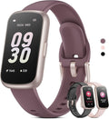 TIFOZEN Health Fitness Tracker Smart Watch with 24/7 Heart Rate, Blood Oxygen, Sleep Tracker, Pedometer, 3 Colorful Bands & 3ATM Waterproof Activity Tracker with Step Calorie Counter, Smoke Violet