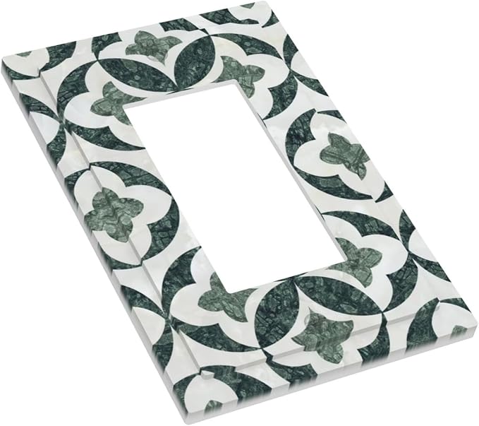 Bvtewkhz Green Luxury Modern Cubic Marble 1 Gang Single Rocker Decorative Light Switch Covers Electrical Faceplate Switch Plates for Bathroom Kitchen Home
