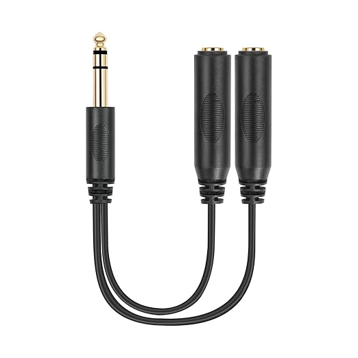 SiYear 6.35mm 1/4 inch Male Plug Stereo to 2 Dual 1/4 "TRS Female Jack Connector Audio Speaker Cable, Y Splitter Adapter Cable (20CM / 8Inch)