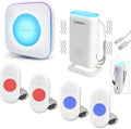 LIOTOIN Caregiver Pager Wireless Alert System - Portable Bell for Home/Elderly/Patients/Seniors - 4 Waterproof Buttons, 1 Portable Receiver, 1 Plugin Receiver
