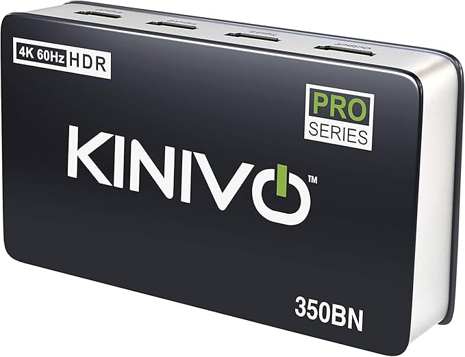 Kinivo HDMI Switch 3 in 1 Out 4K 60Hz (HDR 10, High Speed 18Gbps, IR Remote, HDCP2.2, Dolby Vision, VRR) - 350BN Switcher Compatible with Roku, PS5, Xbox, Apple TV, Nintendo Switch 2, Cable Box