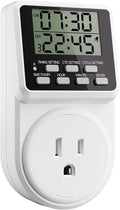 Techbee Digital Infinite Repeat Cycle Intermittent Timer Plug for Electrical Outlet, 24 Hour Programmable Indoor Timed Power Switch with Countdown Delay On and Off (120V, 15A), 1 pack