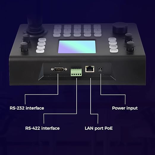 RGBlink NDI PTZ Camera Controller, PoE Powered, 3D Joystick Control,3.5 LCD Preview, Multi-Protocol Support, for Church Worship, Webinars & Live Streaming (RGBBKT)