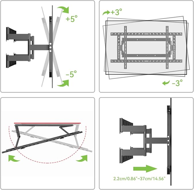 HILLPORT 98 Heavy Duty 75 85 86 100 110 120 inch TV Wall Mount Slim Extra Large Screen Recessed for Flat and Curved, Extended Arm Swivel Mount, Max VESA 1000x600mm, Up to 176.4lbs DY1020L