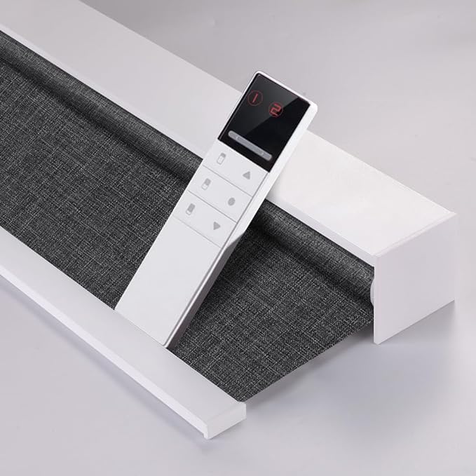 ZSHINE Motorized Blackout Window Blinds Customize Width Remote Control Wireless and Rechargeable Window Roller Shades for, Home, Office, Hotel, Club, Restaurant and Cinema(82133E-1)