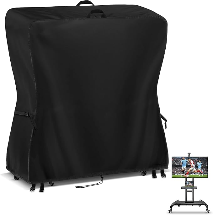 Hdenmist Outdoor TV Cover 50 Inch Weatherproof, Waterproof Outdoor TV Stand Covers for Rolling Mobile TV Stand Cart, Heavy Duty TV Screen Protector Covers for Outside-50"L x 17"W x 55"H”(Black)