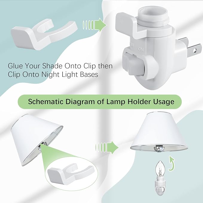 Tuanse 100 Sets Plug in Night Light Module Night Light Base with Shade Mounting Clip Plastic Lights Rotating Base for Making Your Own Decorative (White)
