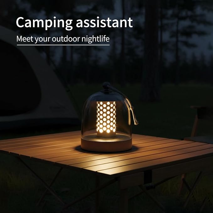 MKLK Camping Lantern, IPX4 Waterproof Touch Control LED Night Light, USB Rechargeable & Long Lasting Battery, Portable Hanging Tent Lamp for Outdoor Camping Hiking Backpacking,Silver Gray
