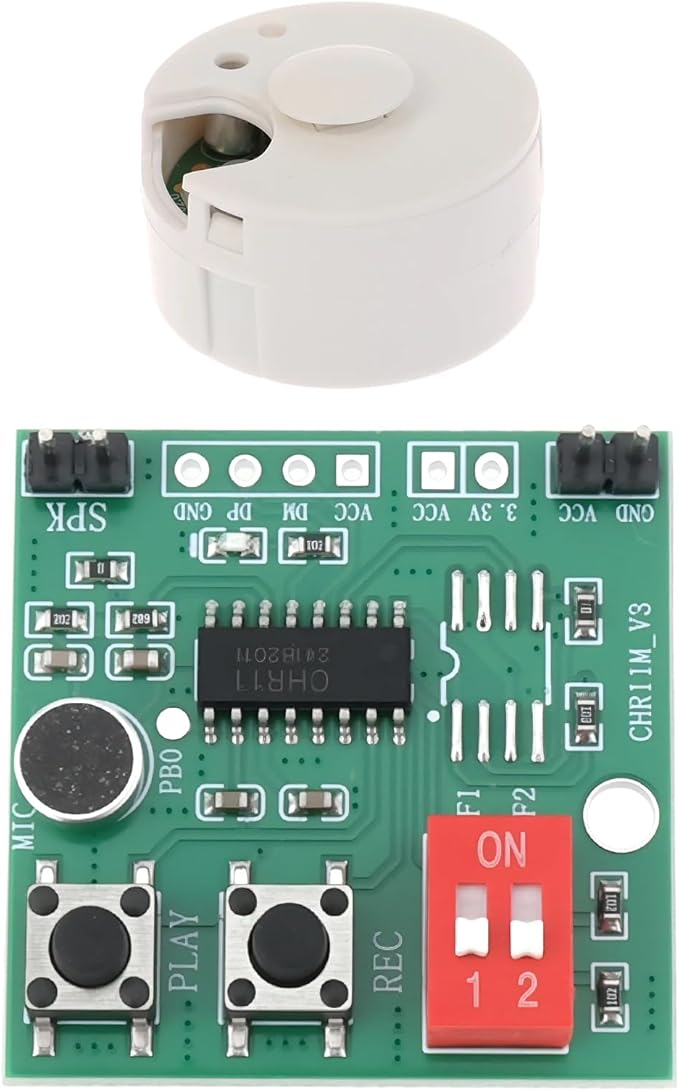 Create idea 2Pcs 35s Recordable Voice Module DIY Sound Recording Chip with LED Indicator Supports External Flash Greeting Card Box Sound Player
