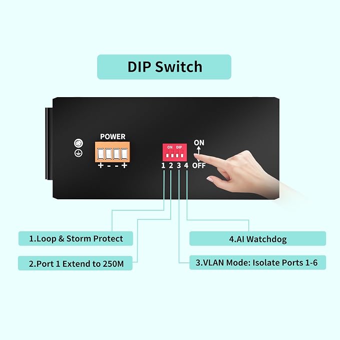 8-Port Industrial Gigabit PoE+ DIN-Rail Mini Ethernet Switch, 16Gbps Switching - Image 4