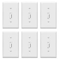 TG Toggle Dimmer Switch for LED, CFL, Incandescent Bulbs, Single-Pole or 3-Way, 2-Wire, No Neutral Required, Quiet Glide, UL-Listed, Wall Plate Included, White, 6-Pack