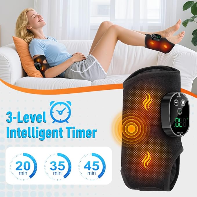 2-Pack Cordless Foot Massager for Neuropathy, Foot and Ankle Massager, Ankle Heating Pad with Massage, 6 Heat Levels & 3 Massage Modes with Timer (Black)