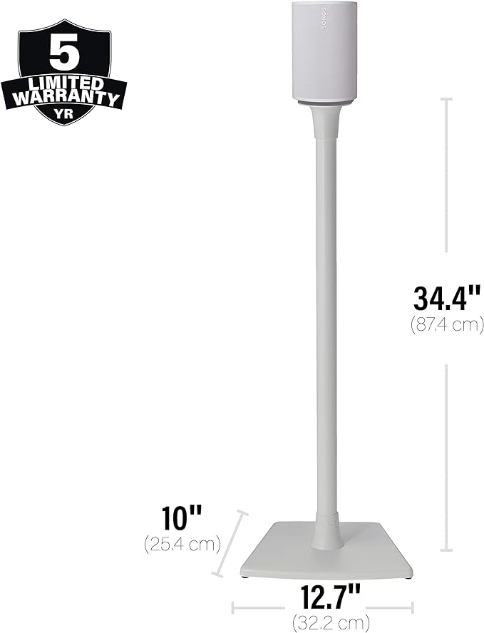 Sanus Speaker Stand for Sonos Era 100™ - Fixed Speaker Stand w/Easy 3 Step Install -Includes All Hardware, Carpet Spikes & Rubber Feet - White