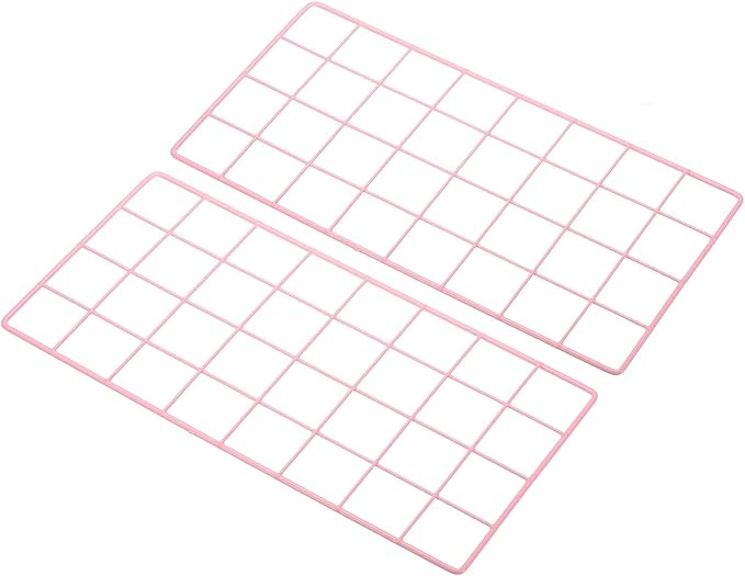 PATIKIL 16"x8" Wire Grid Panel, 2 Pack Board Photo Pictures Memo Display Grid Panels Hanging Organizer Wall Decorative Panel for Home Office Wedding, Pink