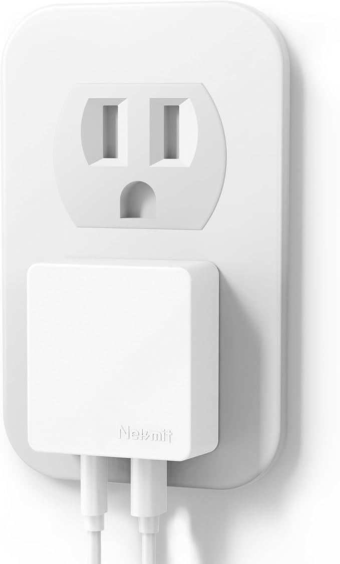 Nekmit Flat USB C Wall Charger, 45W Dual Port PPS Fast USB Charger Block, Slim USB C Wall Plug for iPhone 17/16 and More Series, MacBook Air, iPad