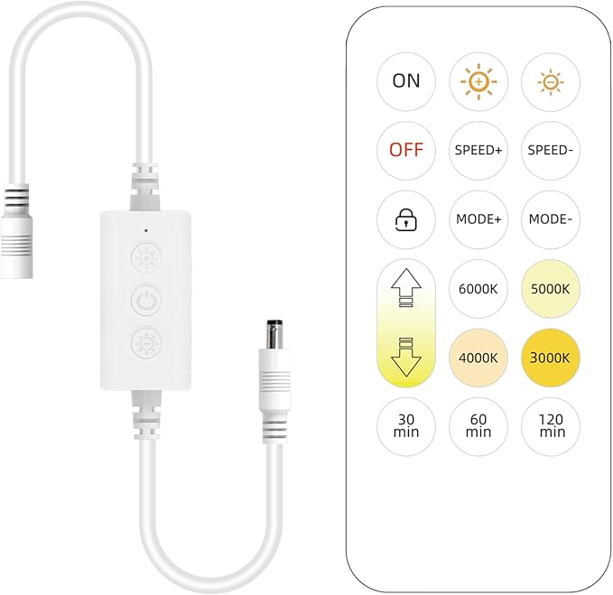 Pandery CCT LED Controller Kit,iOS/Andriod App Control 2.4G RF Wireless Remote Control,CCT LED Controller/Dimmer,for 2PIN CCT LED Strip Light,with Timing Function,Music Mode,Group Control
