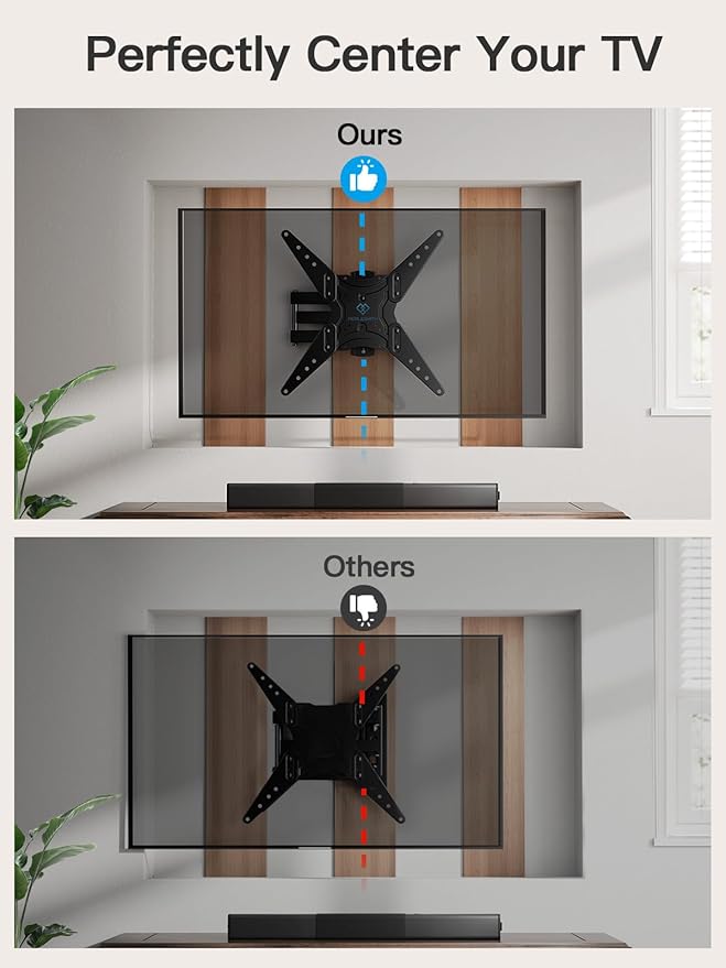PERLESMITH Full Motion TV Wall Mount for 26-60 Inch TVs, TV Mount with Articulating Arms Swivels Tilt Extension - Wall Mount TV Brackets VESA 400x400 Fits LED LCD OLED 4K TVs Up to 77 lbs