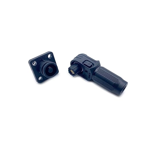 400A Battery Energy Storage Connector, 150mm² High Current Connectors IP67 Waterproof Stud Wiring Power Adapter Quick Plug Terminal Right Angle Plug and Socket (1500V Black)