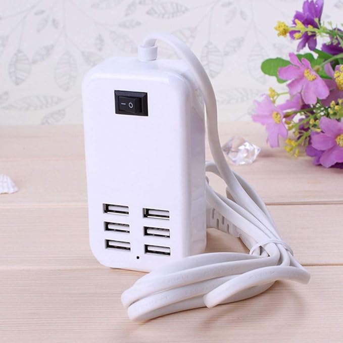 6 Ports USB Charger Hub Desktop US Plug AC Power Wall Travel Charging Adapter Slots Charging Station