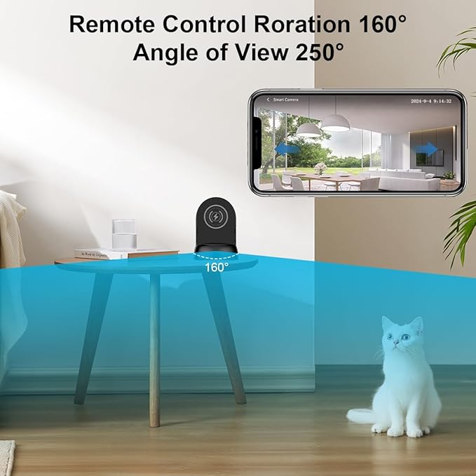 Alkaenum FHD 1080p Dome Camera WiFi Wireless Phone Charger,Indoor Security Camera with Motion Activated, (Rotate Lens) 250°Viewing Angle for Home Security(2.4/5G)