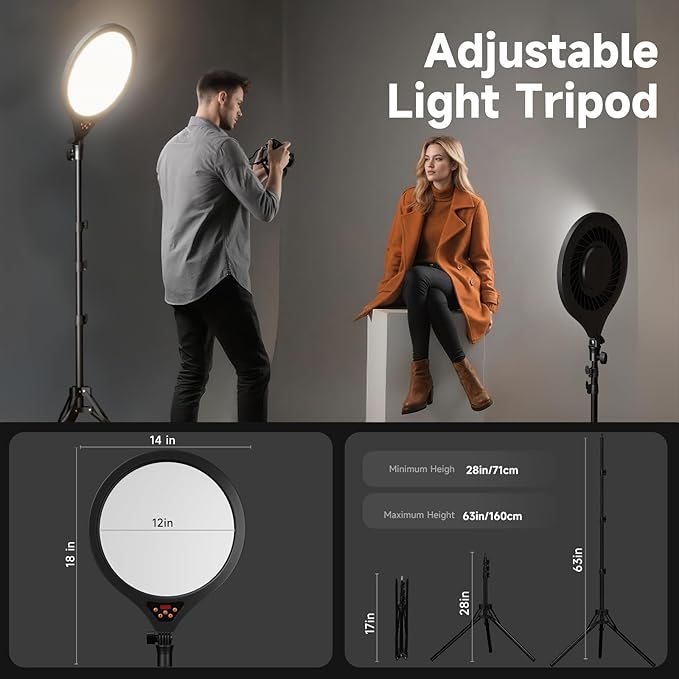 Ring Light Tripod for iPhone, 14" Selfie Ring Light with 63" Tripod Stand and Phone Holder, Professional LED Ringlight for Video Recording, Streaming, Photography, Makeup, Barber, YouTube, TikTok