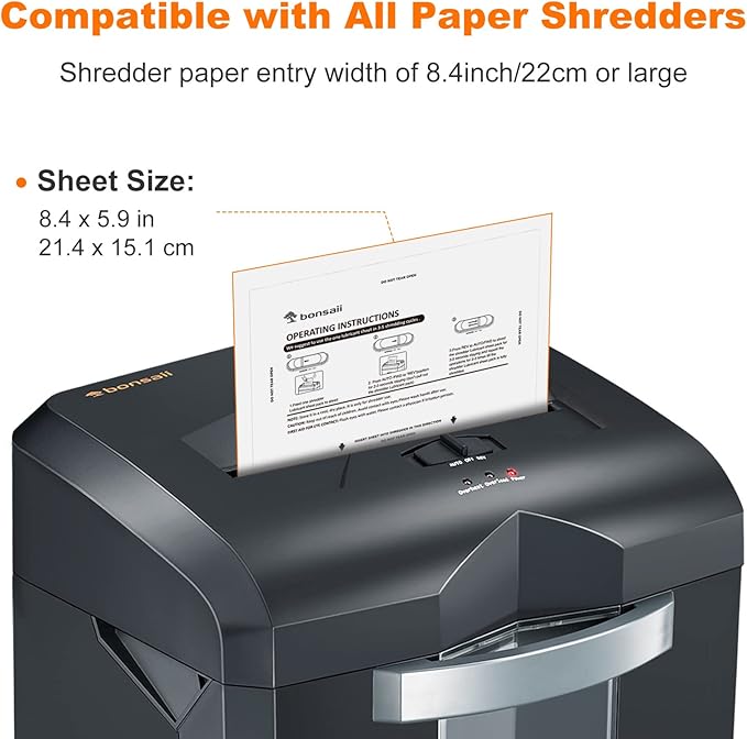 Bonsaii Paper Shredder Lubricant Sheets, 24-Pack (8.4 x 5.9 inch/Piece)