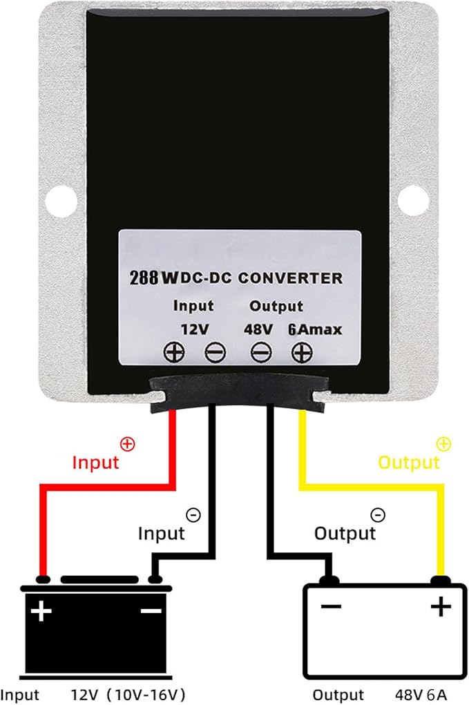 MGGi DC/DC Converter 12V Step Up to 48V 6A 288W Voltage Regulator, Power Adapter Voltage Booster, Power Supply Module Boost Transformer for Car Truck Vehicle Boat