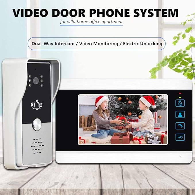 AMOCAM Video Doorbell Intercom System, 7 Inches Alloy Panel Monitor HD Camera Wired Video Door Phone Kits, Support Unlock, Monitoring, Dual-Way Intercom Indoor Outdoor for Villa Office Apartment