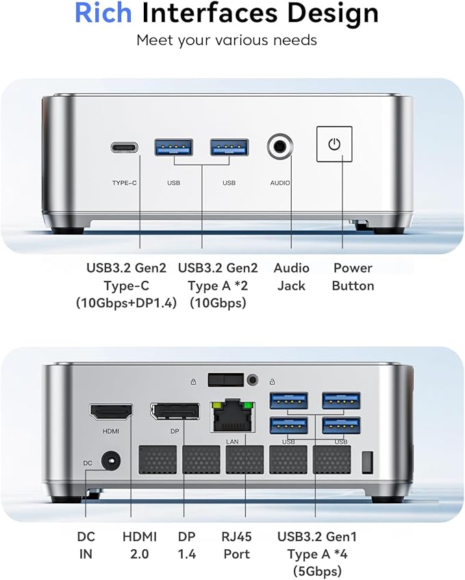KAMRUI Pinova P2 Mini PC, AMD Ryzen 4300U(Beats 3500U/3200U/N150,Up to 3.7 GHz) Mini Computers, 16GB RAM 512GB SSD Mini Desktop Computers, Triple 4K Display/HDMI+DP+Type-C/WiFi/BT for Home/Business