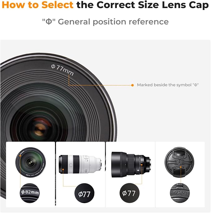 K&F Concept 67mm Lens Cap, 9-in-1 Center Pinch Lens Cover + Anti-Loss Keeper - Image 2