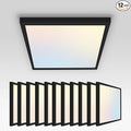 ASD LED 12" Square Flush Mount Ceiling Light Fixture, Low Profile Surface Lighting | 5CCT, Dimmable, Ultra-Thin, ETL Listed | 24W 1700LM 2700-6000K 120V | Kitchen, Bedroom Lamp | Black, 12 Pack