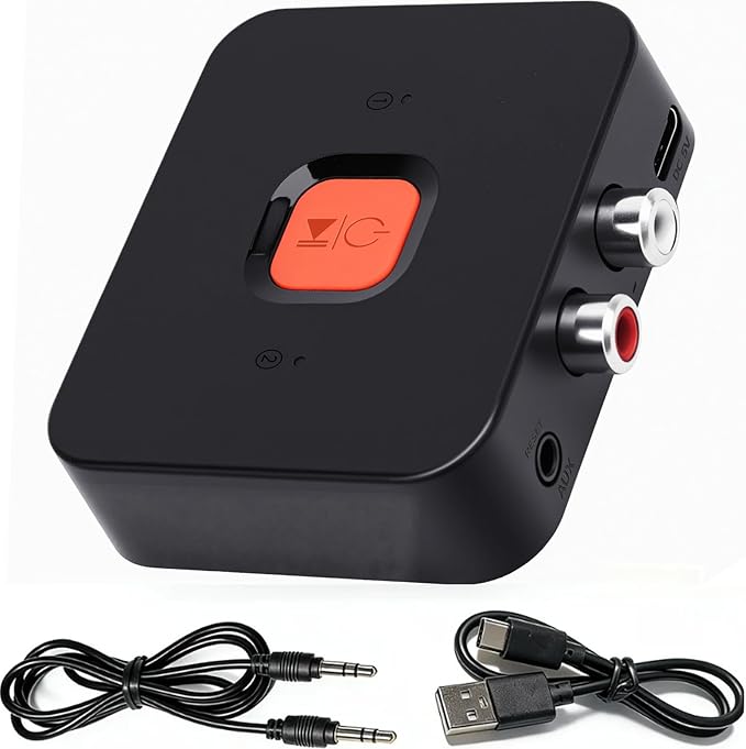 M1R Bluetooth 6.0 Wireless Audio Receiver & Adapter Ideal for TV, Stereo, Speakers, with RCA & AUX, Hands-Free Calling, 20m Range
