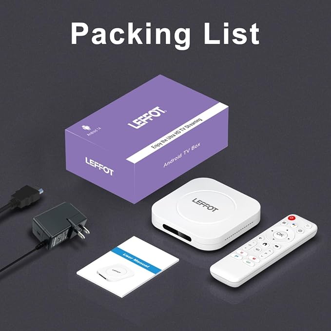 Android 14 TV Box 2025, LEFFOT M1 Plus 4K Ultra HD Streaming Device for TV, 2GB RAM + 16GB ROM, Smart TV Box with Google Assistant Voice Remote, HDR 10, 2.4G & 5G WiFi 6, BT 5.4, RK3528 Quad-Core A53