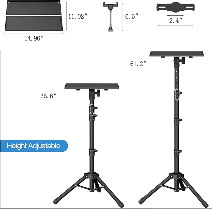 Facilife Projector Stand - Adjustable Height 22 to 63 Inches, Tripod for Laptop & Projector, Outdoor Movies