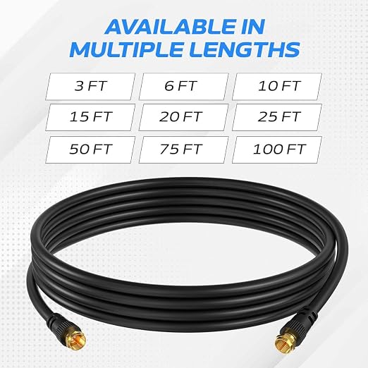Cables Direct Online Pack of 10 x Coaxial Cables 75FT Black Coax RG6 Male F - Image 4