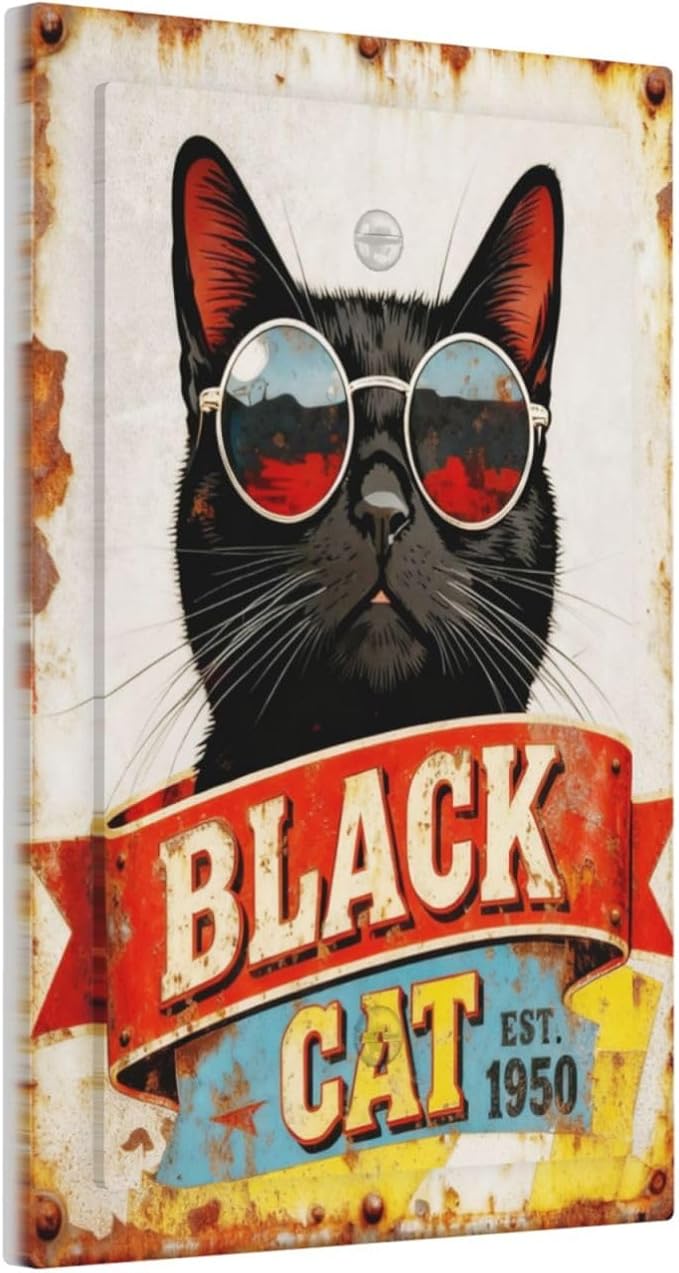 Bvtewkhz Black Cat Vintage No Device Single Blank Decorative Outlet Covers Light Switch Plate Electrical Receptacle Switchplate For Bathroom Kitchen Bedroom